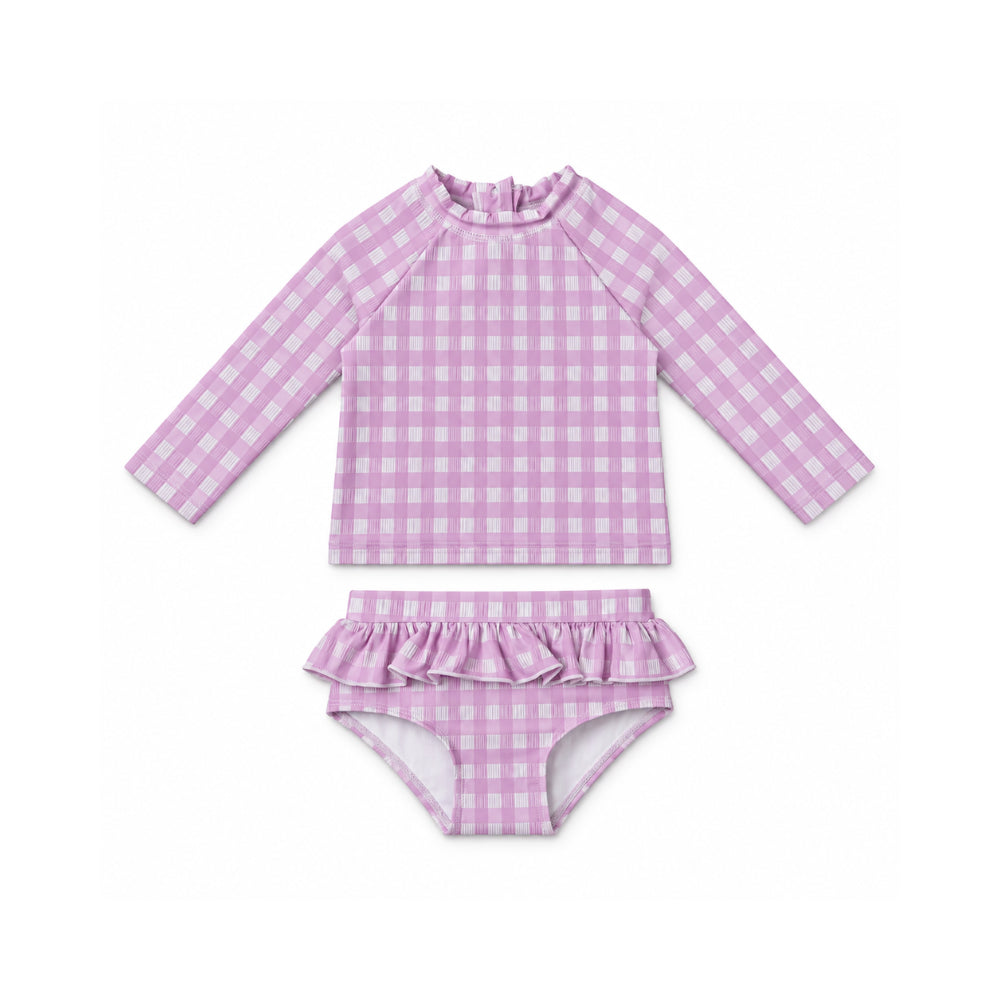 Salty Toes Series Baby Gingham Seersucker 2 Piece Set - LILAC GINGHAM
